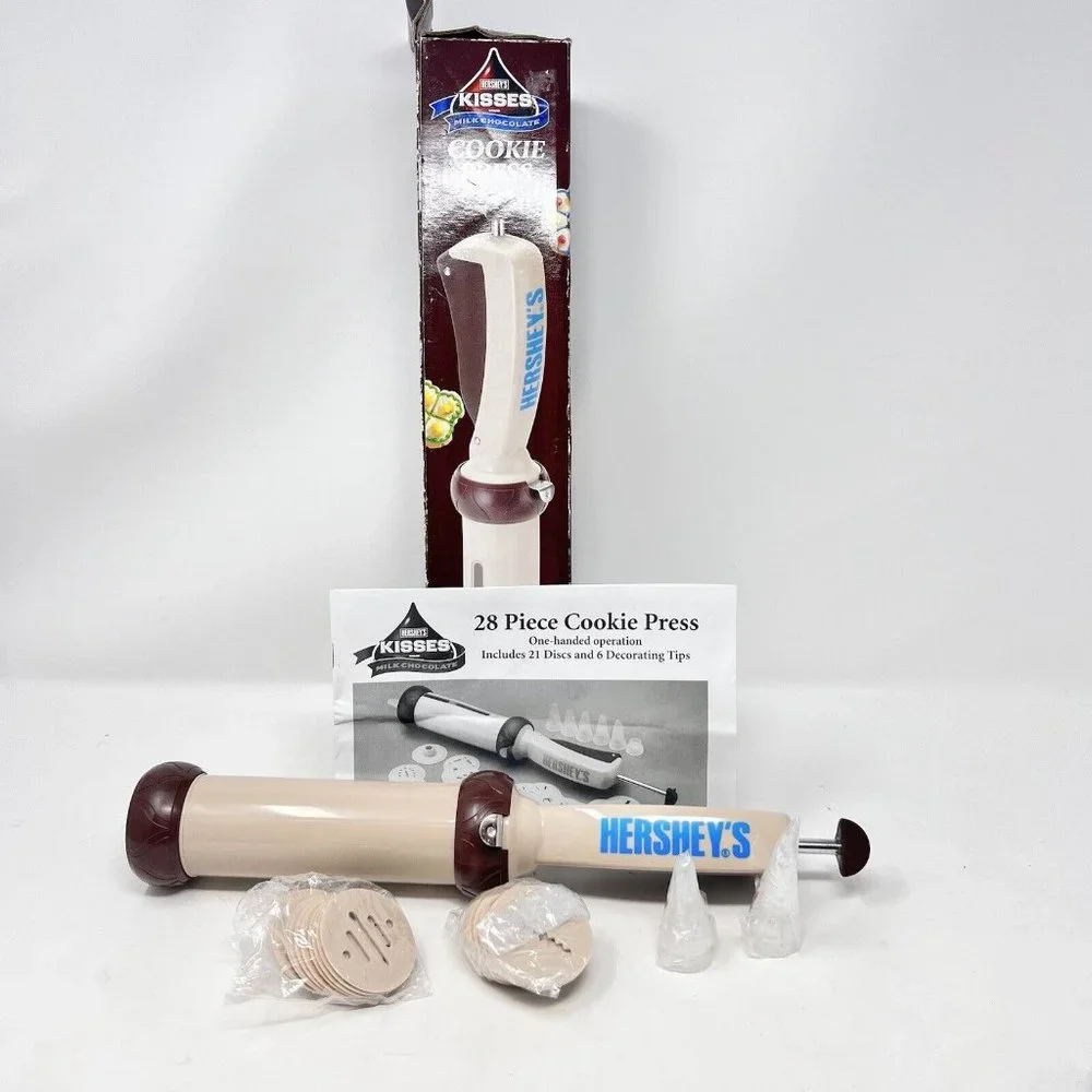 Hershey Kisses 28 Piece Cookie Press 21 Disc 6 Tips - New Damaged‎ Box